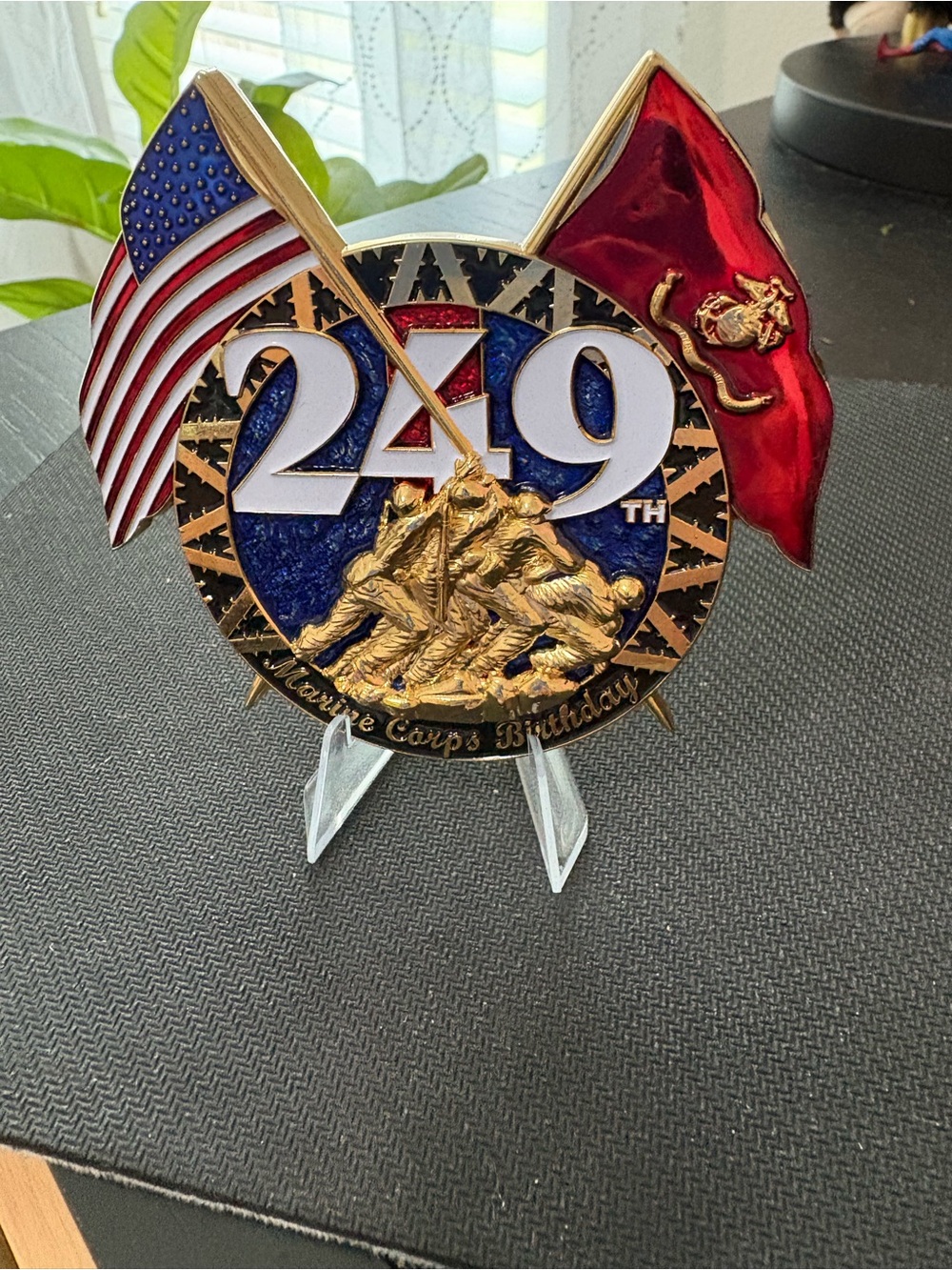 3.5" United States Marine Corps 249th Birthday Ball Challenge Coin w/ stand
